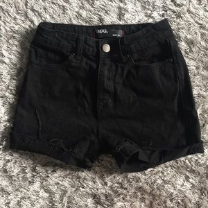 BDG high rise black denim shorts